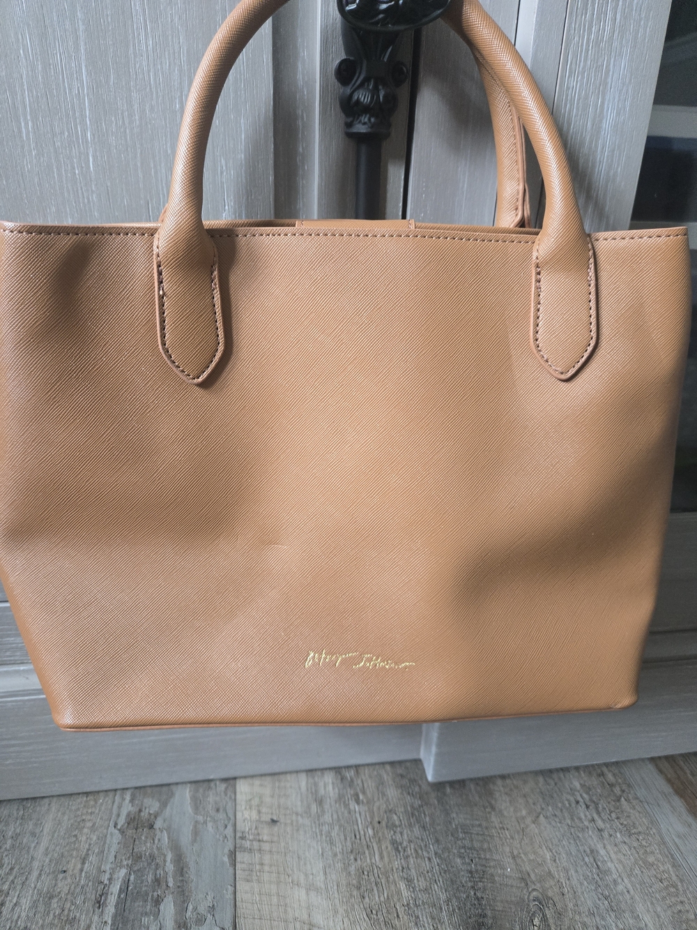 Betsey Johnson Tan Tote with Gold Logo